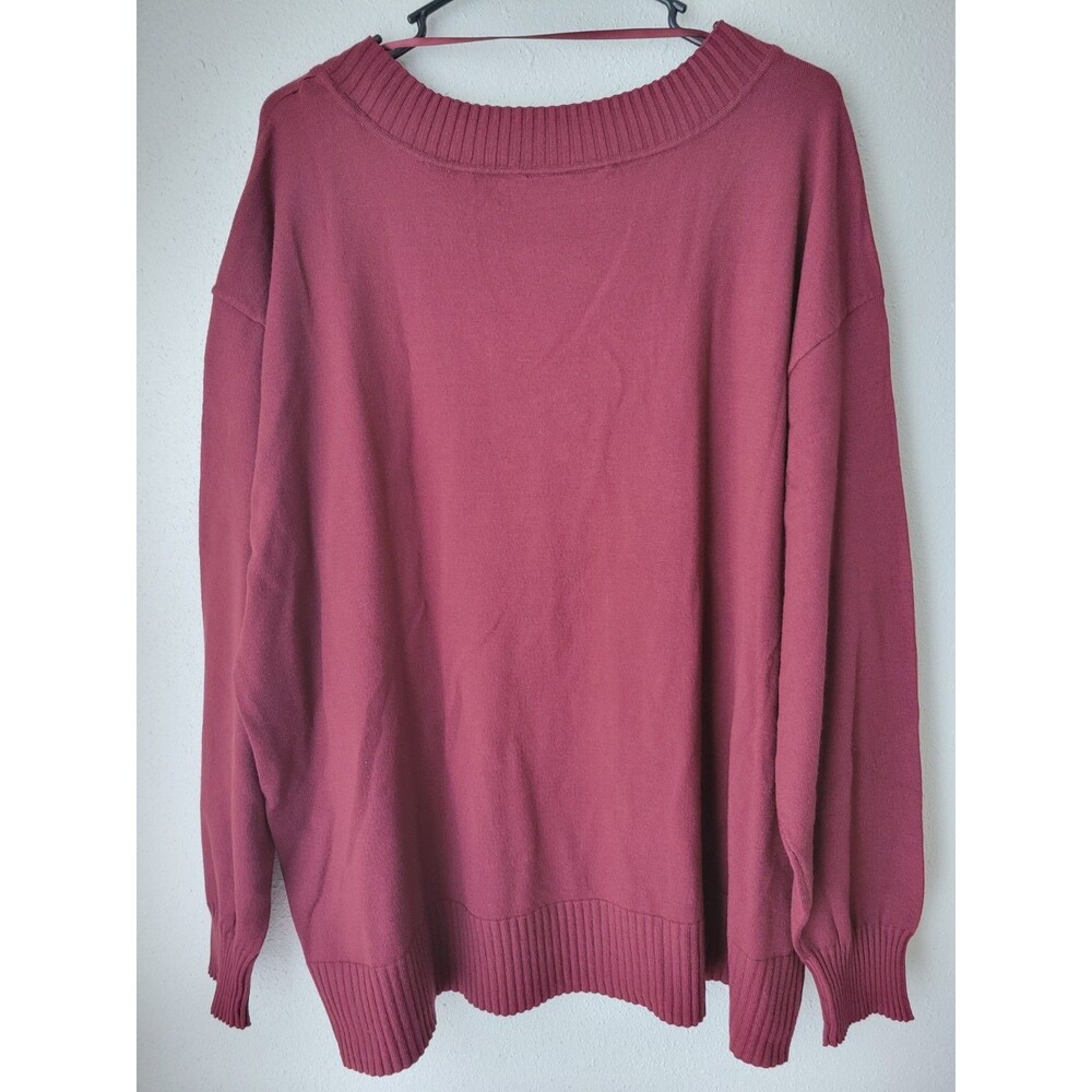 Lane Bryant 22/24 Berry Burgundy V-Neck Sweater Long Sleeve Plus NWT Cozy Knit - Picture 2 of 10